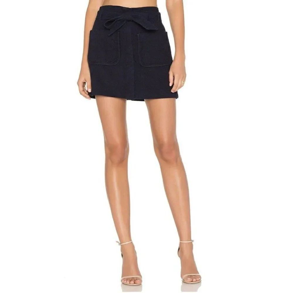 NWT RAG & BONE Sz 0 ESMOND BELTED MINI SKIRT W POCKETS INDIGO BLUE $325